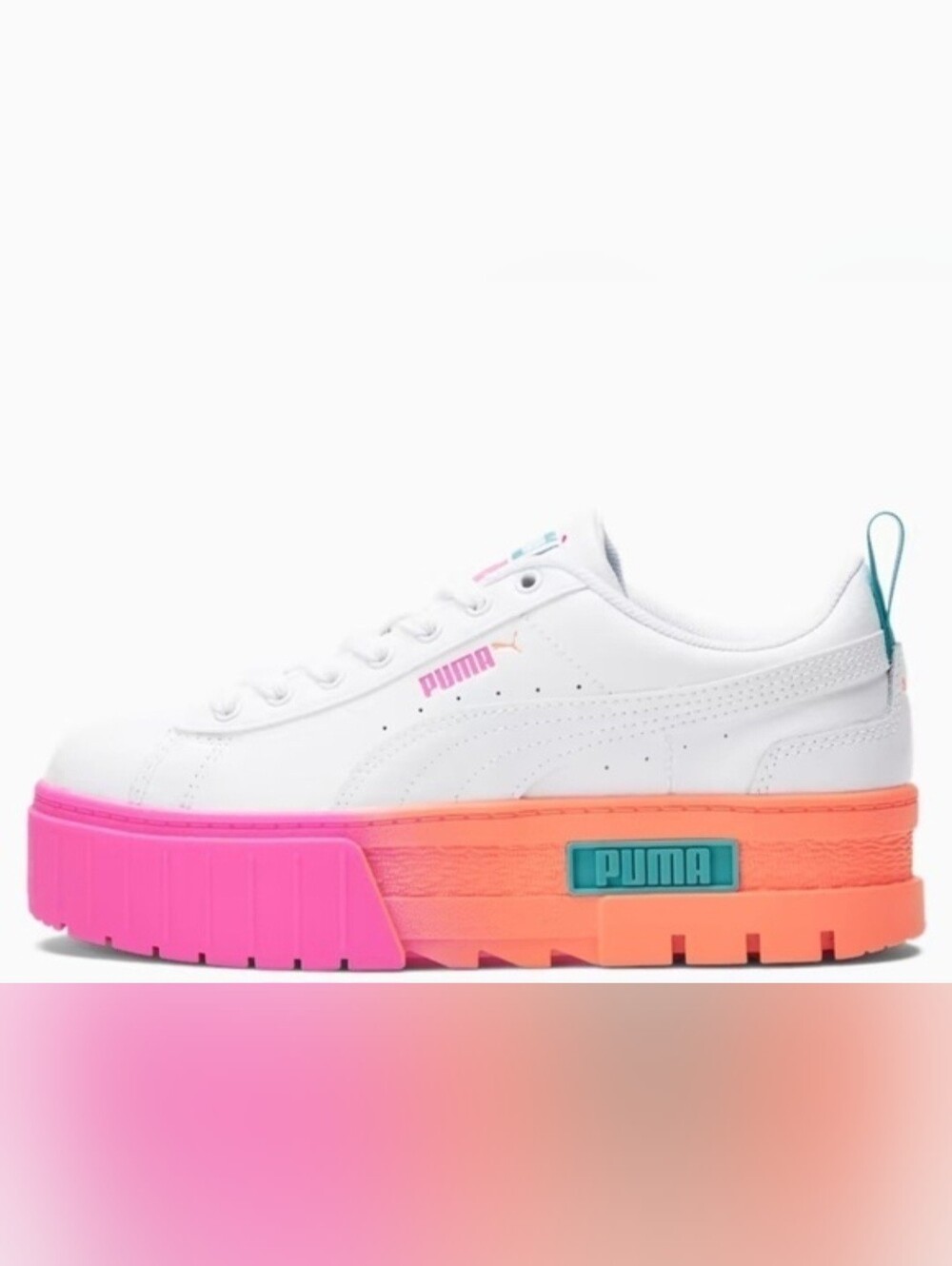 PUMA Mayze Daybreak Chunky White/Orange/Luminous Pink Sneakers Size 5